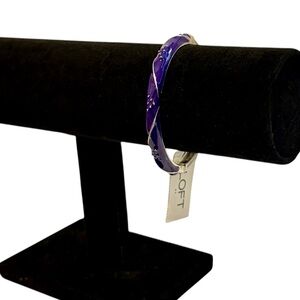 LOFT Purple Enamel Silver Tone Bangle Bracelet NWT